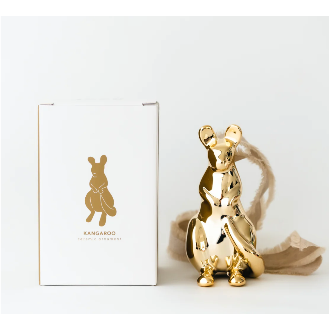 Kangaroo Gold Ceramic Ornament